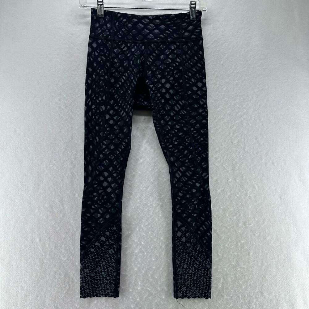 Lululemon Leggings Womens Size 4 Stuff Athletic Workout Black/Gray